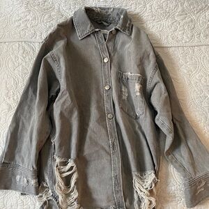ZARA oversized washed denim jacket S-M